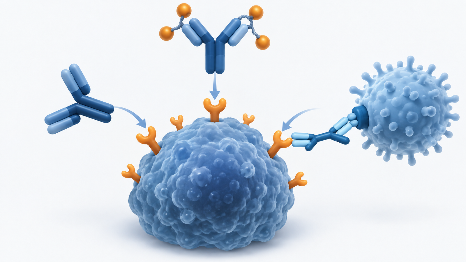 Conceptual diagram: Three ways to deliver antibodies, double-specific antibodies and ADCs for one target
