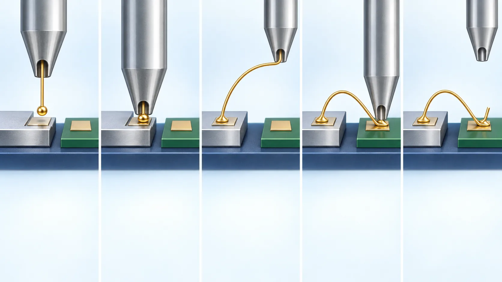 Conceptual illustration of One cycle of wire bonding