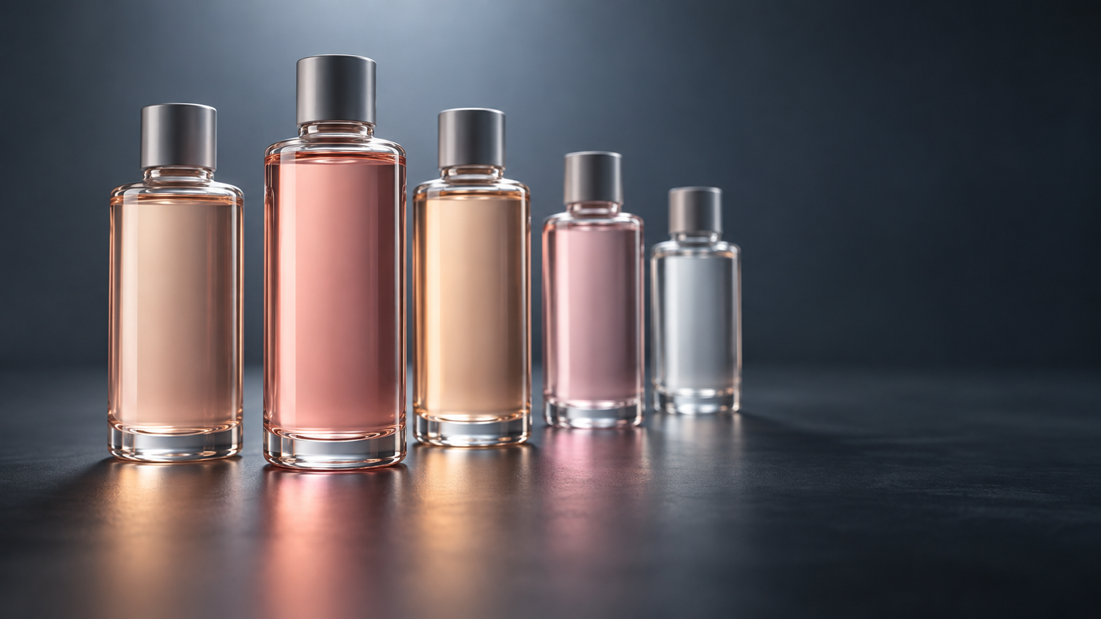 Hero image: a row of plain glass bottles holding pale-coloured liquids