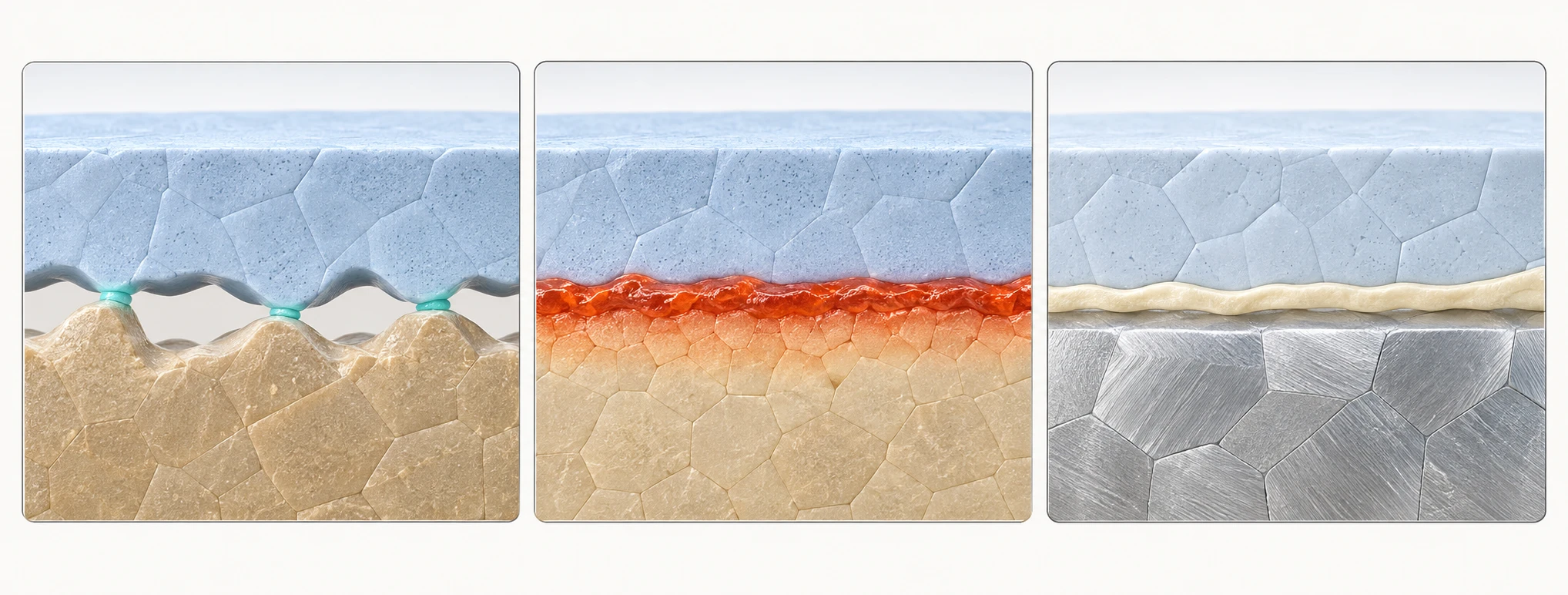 Concept comparison of insufficient solid-solid contact, a chemical reaction layer, and an insulating surface film as three causes of interfacial resistance