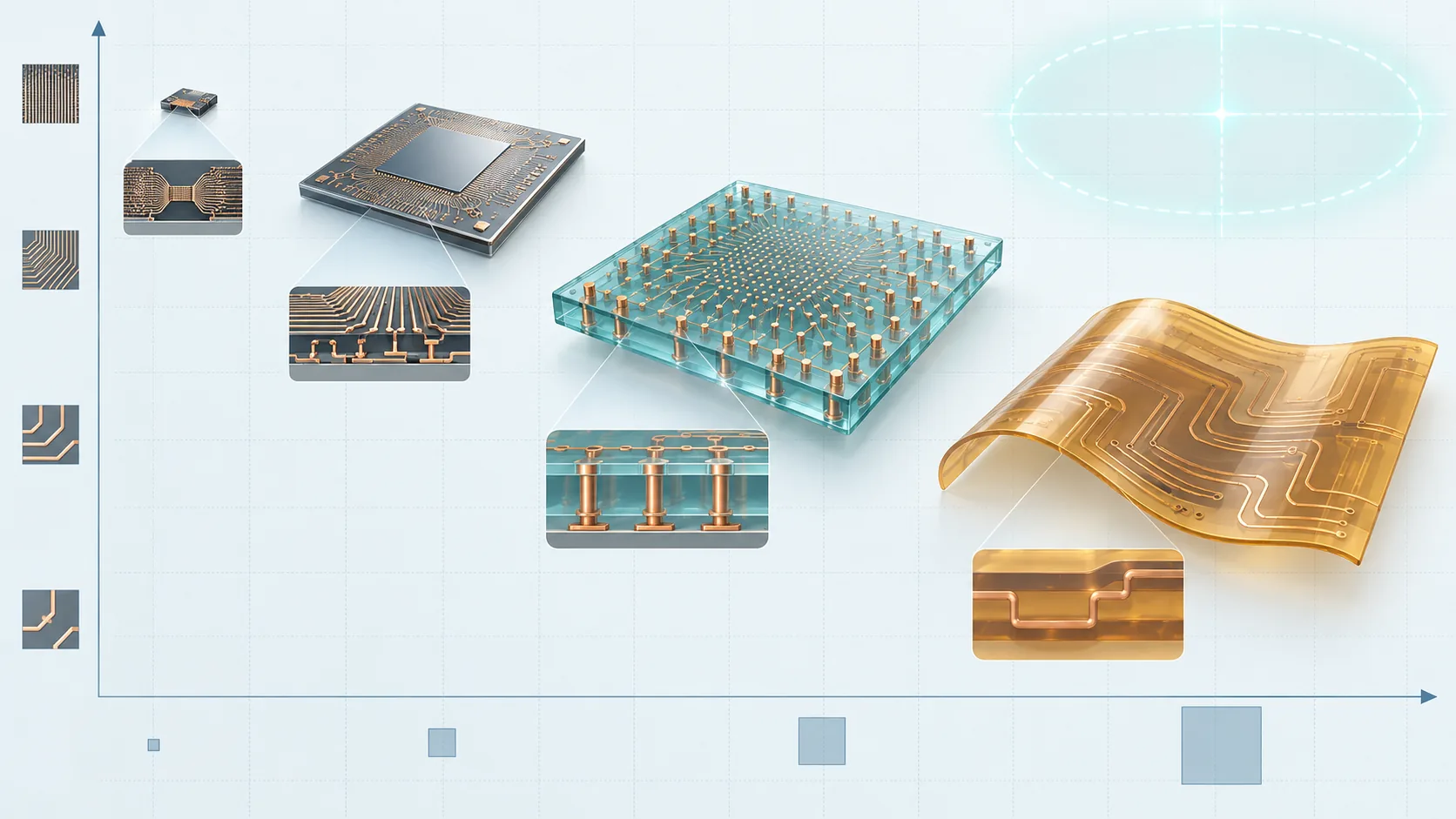 Conceptual illustration of A positioning map of interposer materials
