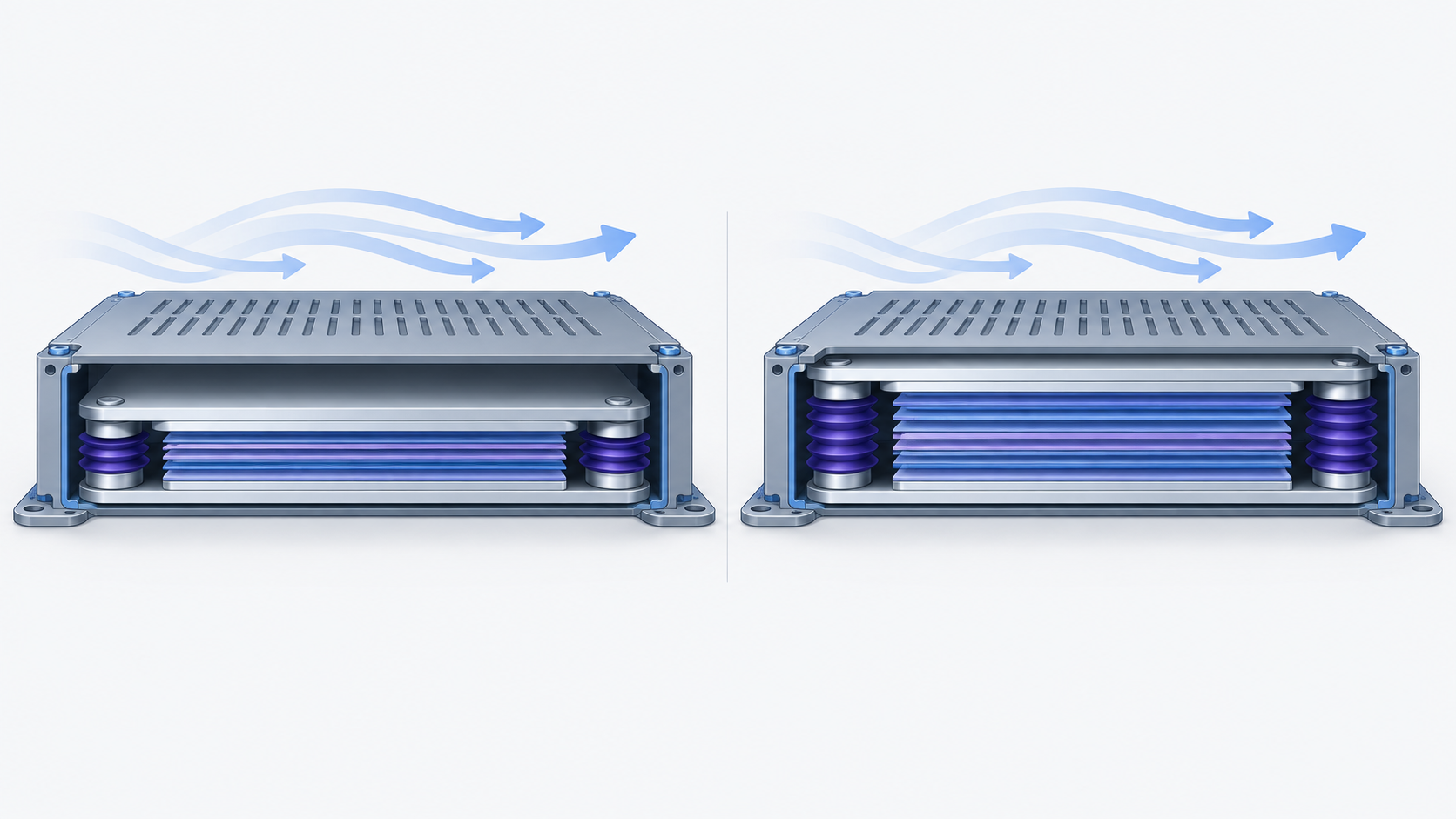 Conceptual illustration: Following the thickness change of a lithium metal anode with air pressure while keeping the shape of the pack unchanged, replacing only the contents inside