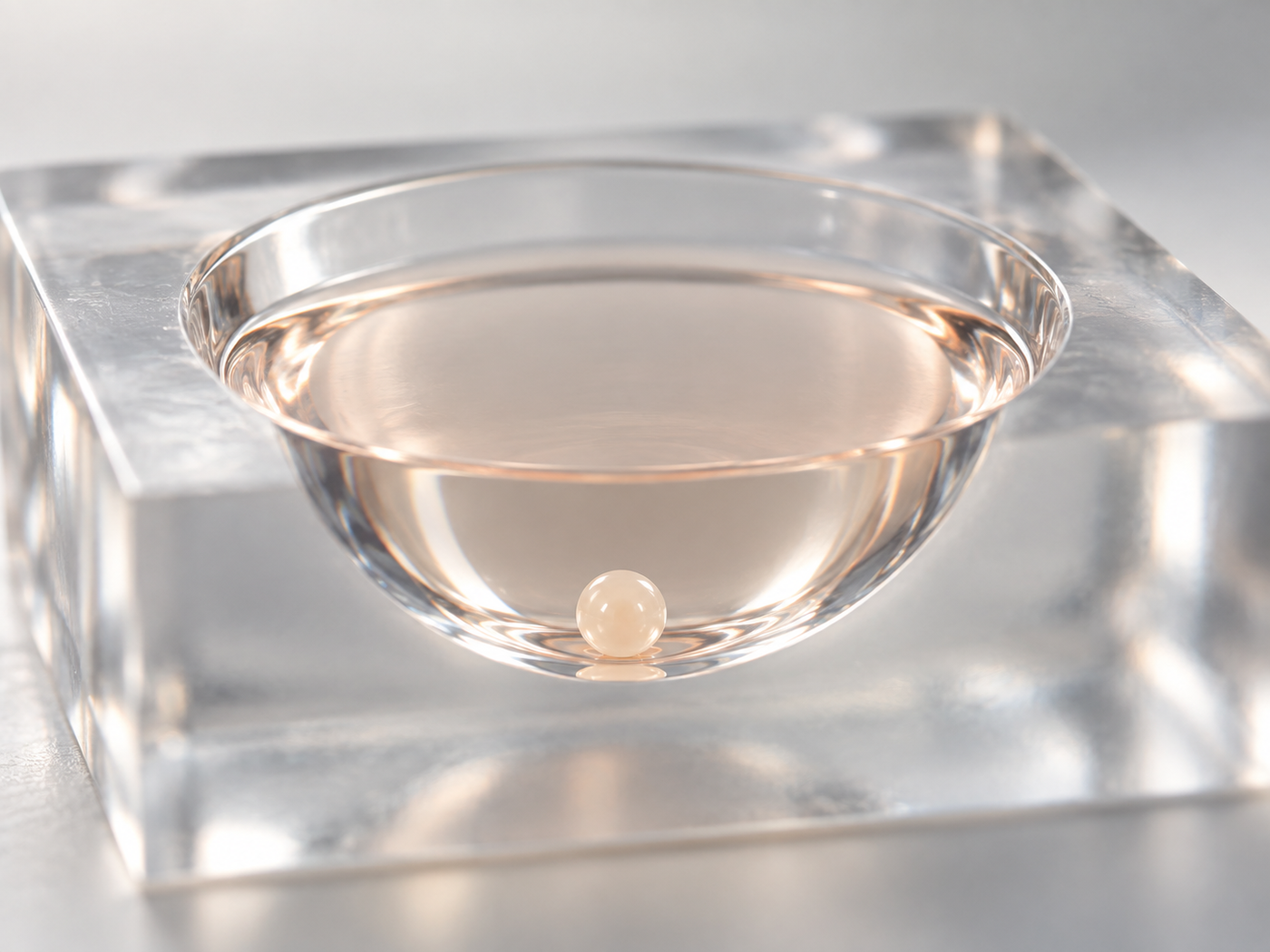 Fig. 5: a single small pale sphere resting quietly in the centre of a round-bottomed well