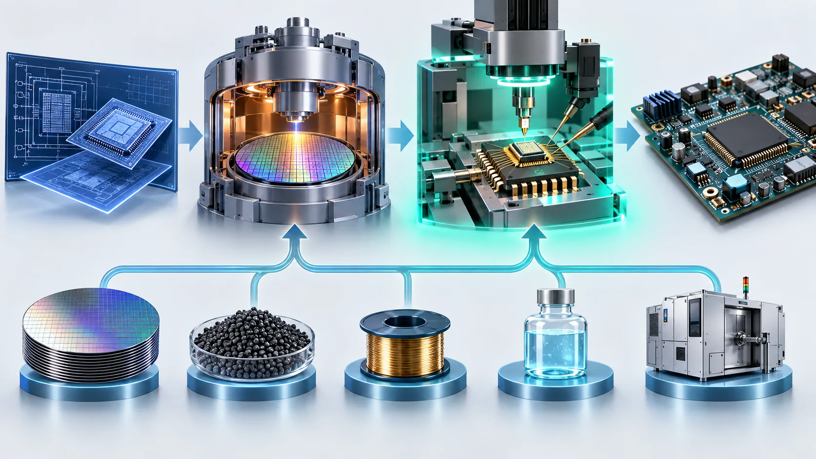 Conceptual illustration of Where the OSAT sits in the supply chain