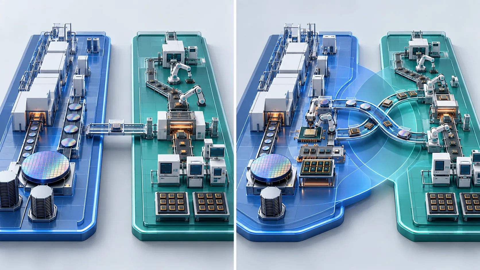 Conceptual illustration of How the roles of foundry and OSAT are changing