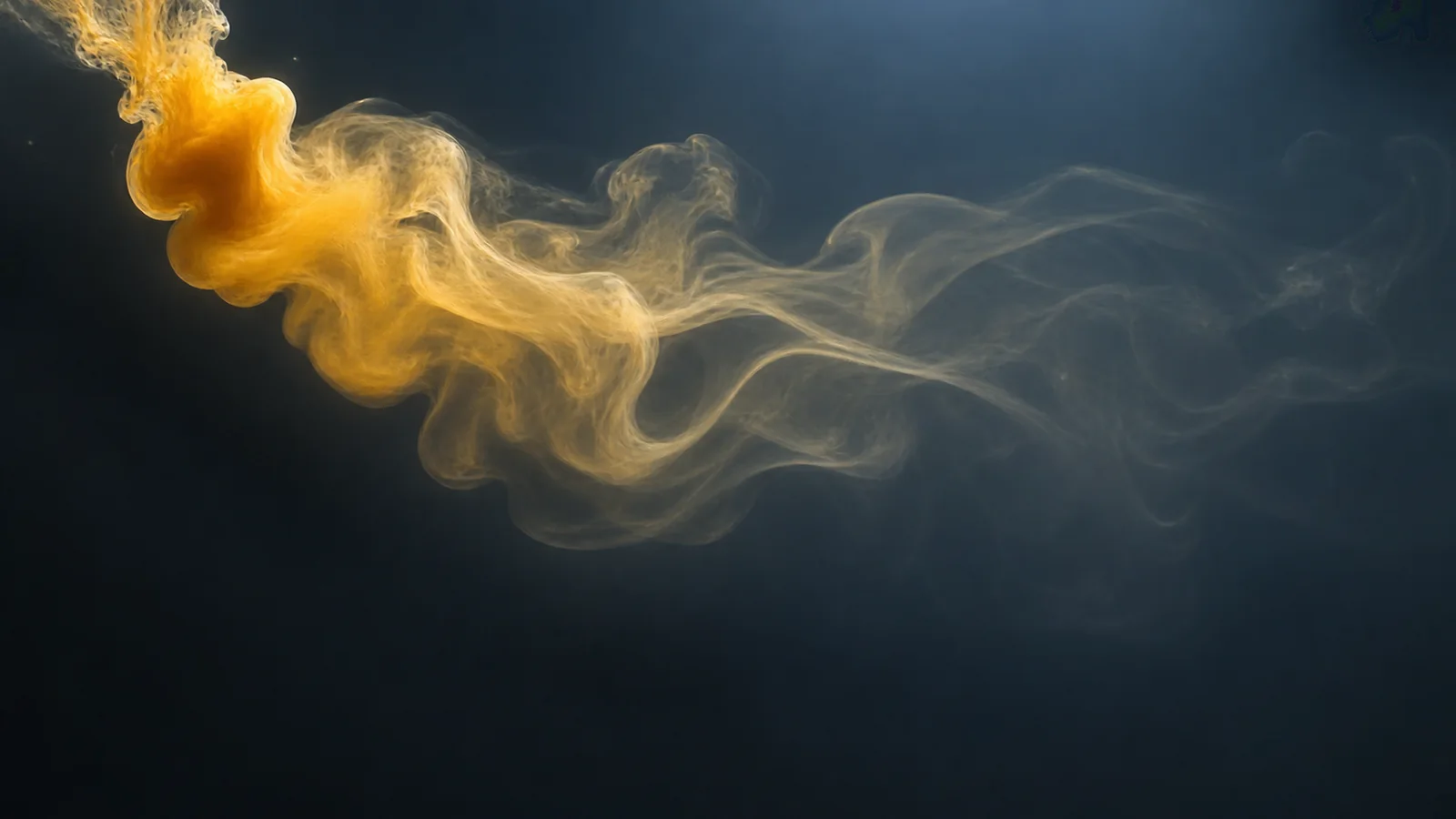 In the dark background, the clear water drops of light colors spread slowly while drawing soft muscles