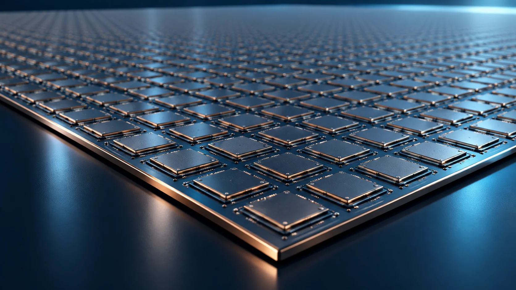 Conceptual image of many identical packages in a grid on a square panel more than half a metre across