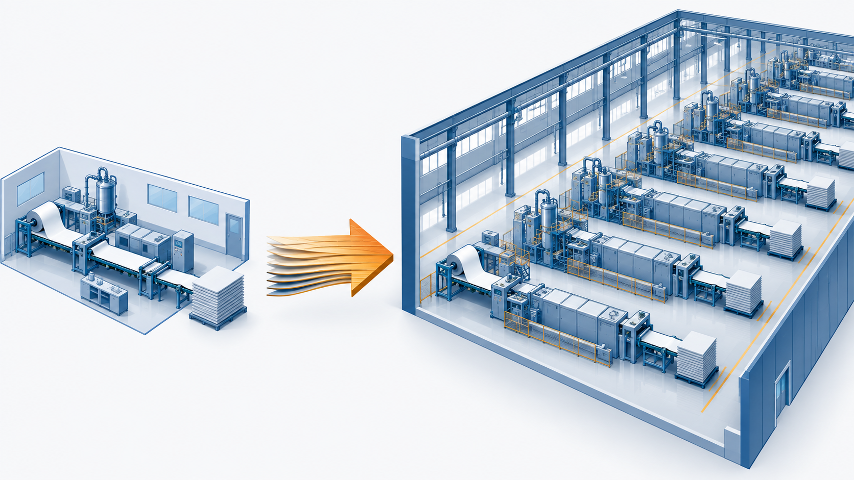 Conceptual illustration: Structure where a startup without a factory transfers its technology to large-scale production lines
