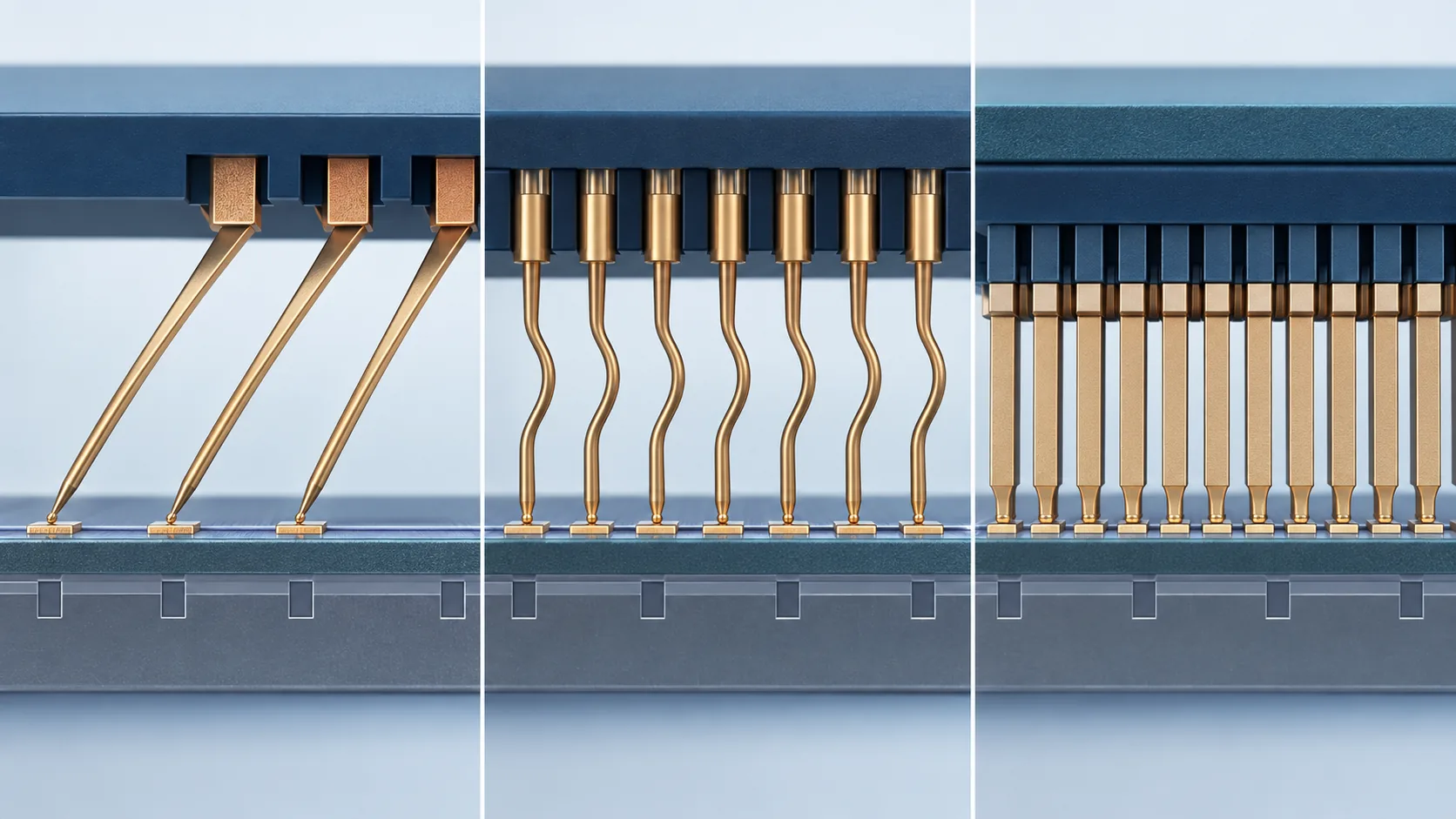 Conceptual illustration of Comparison of three probe card types