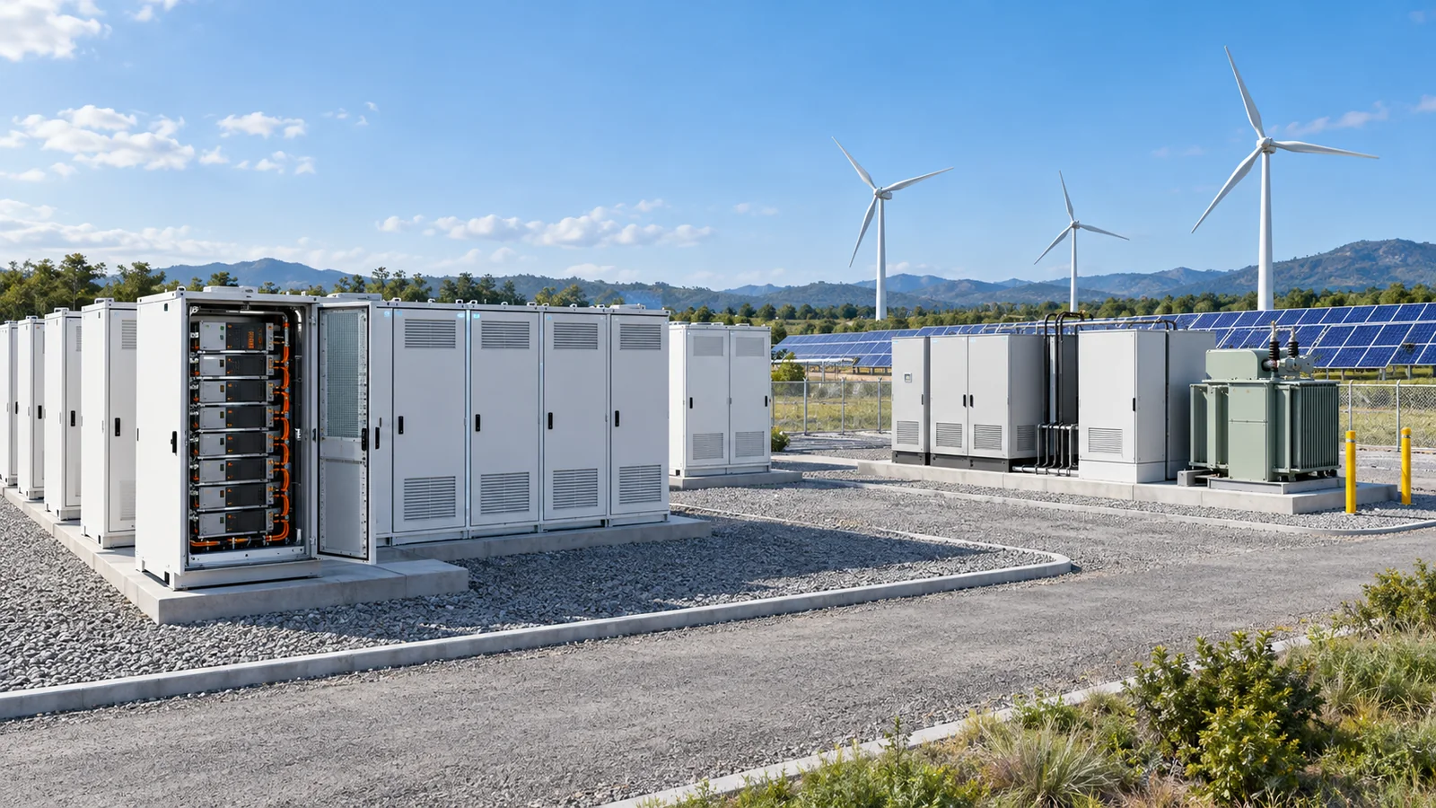 This shows an example of storage alongside renewable generation