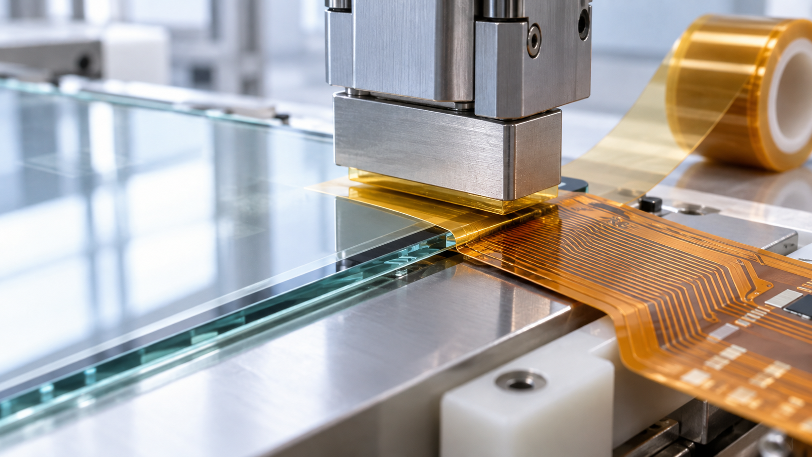 Hero image: bonding a flexible circuit to the edge of a glass panel