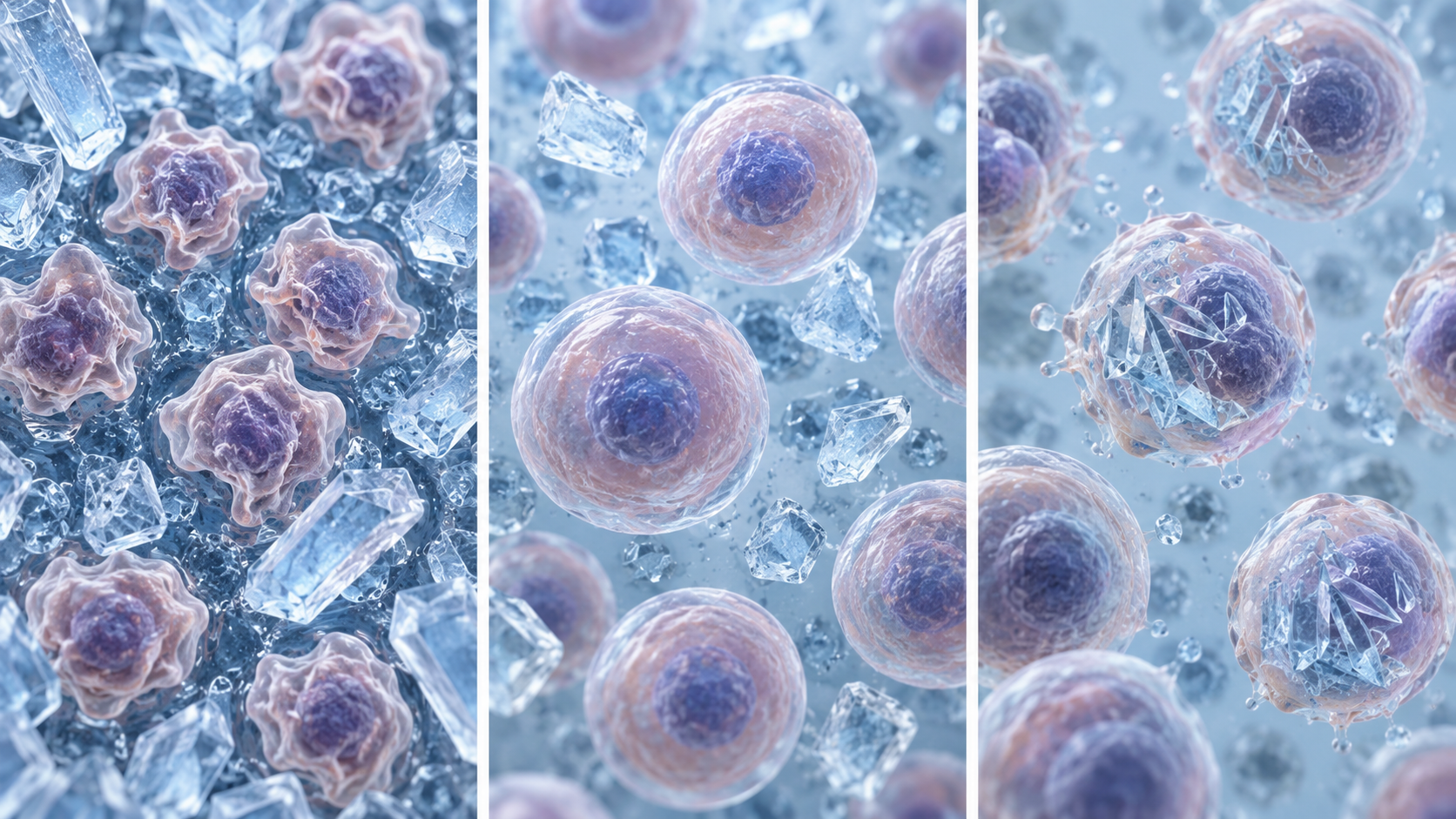 Slow, suitable and excessively fast cooling affect cell injury differently
