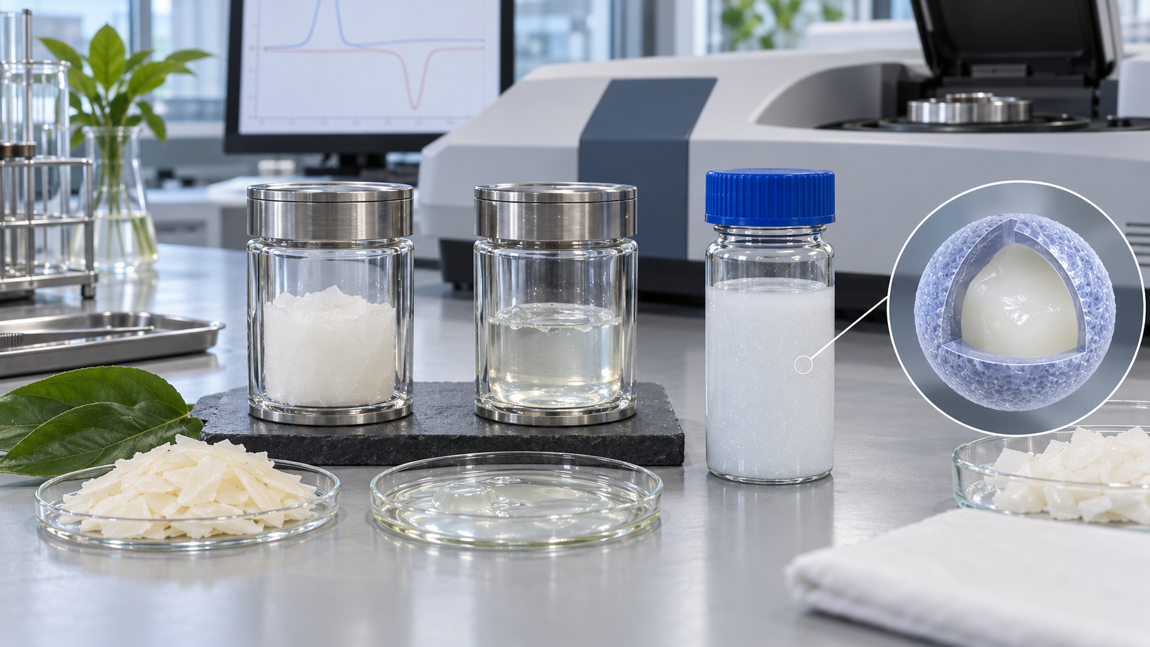 Plant-derived wax and polymer-shell encapsulation illustrate PCM handling