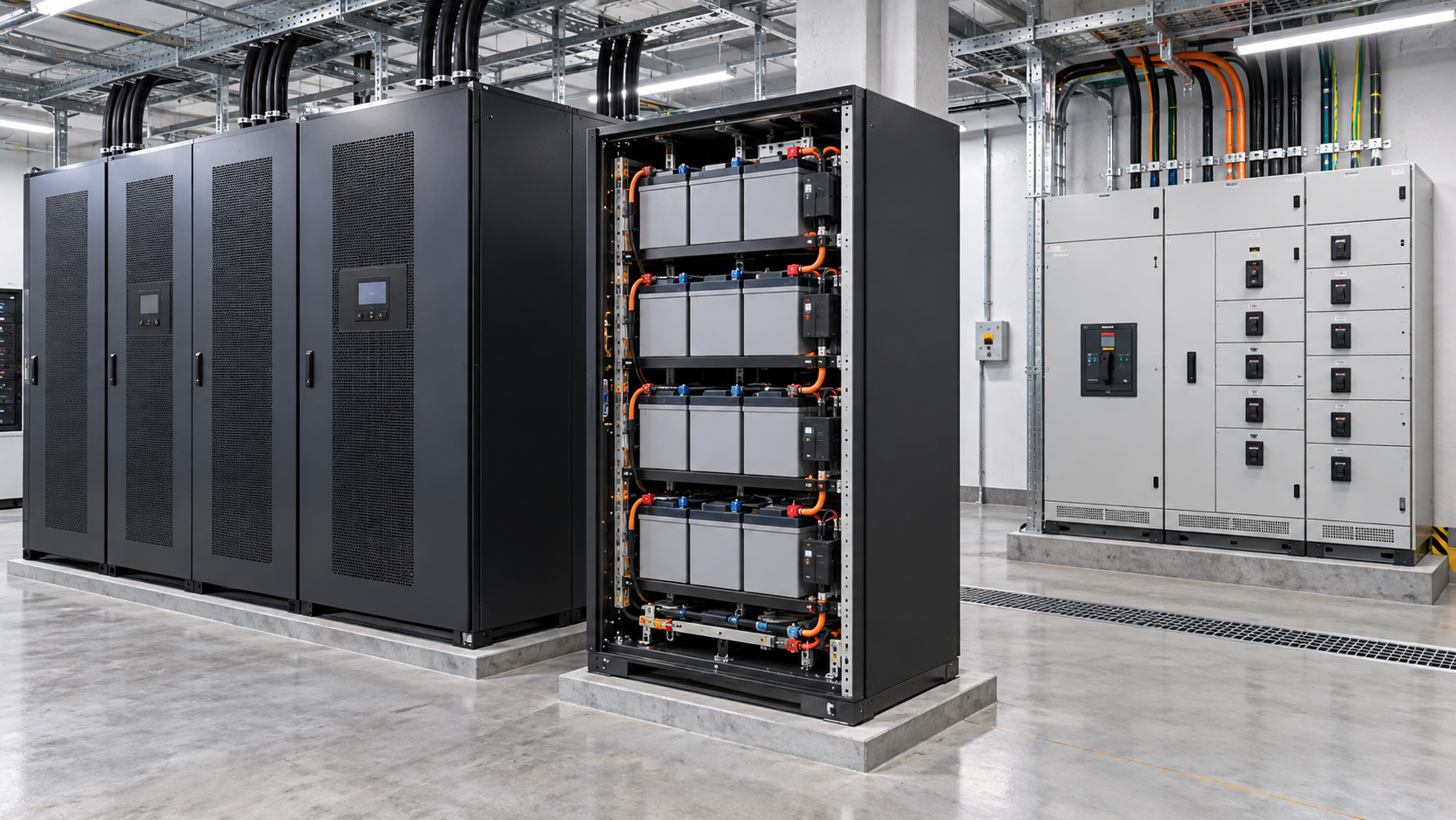 UPS cabinets and battery racks support the server power supply