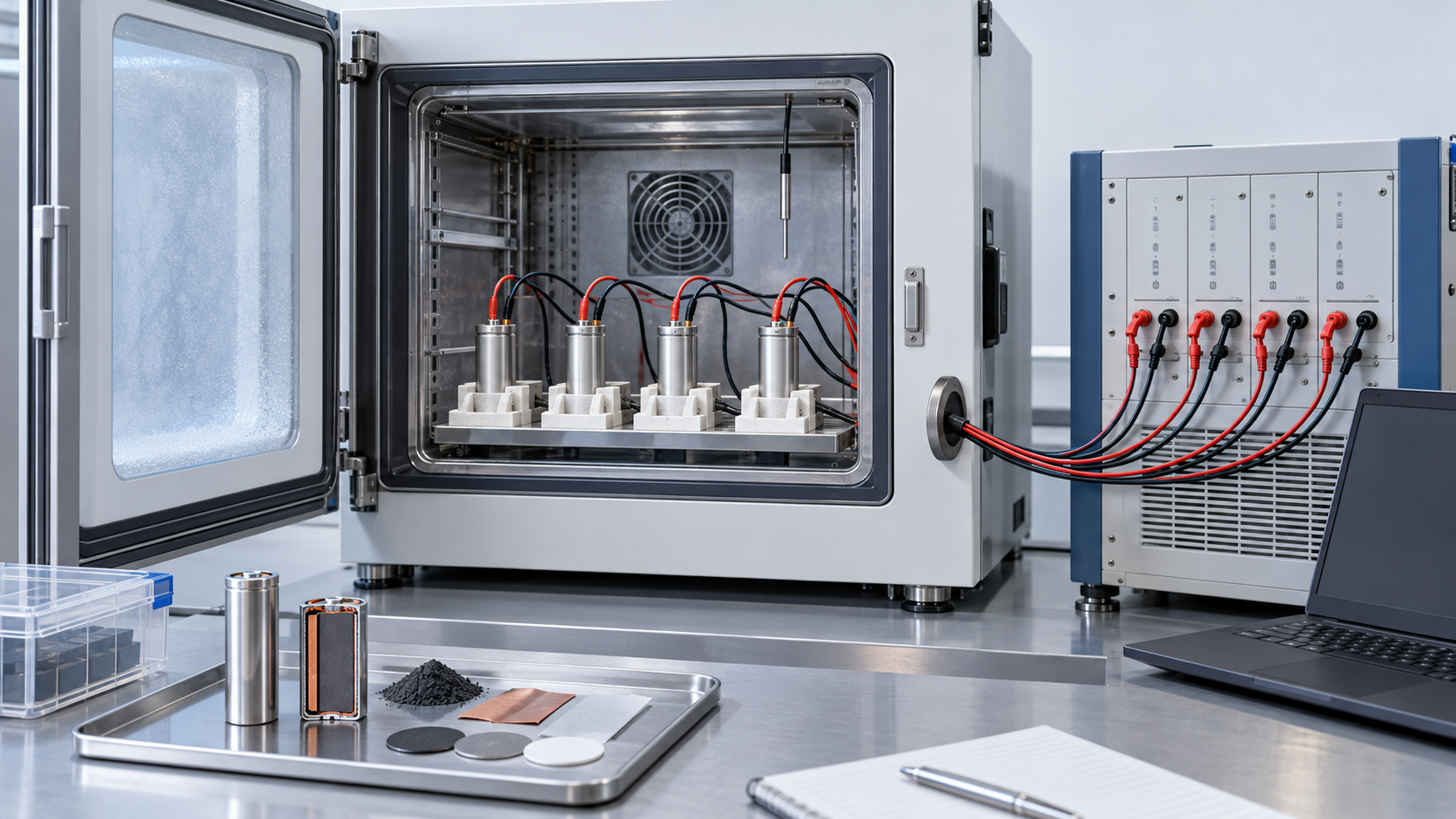 Cells are evaluated in a low-temperature chamber
