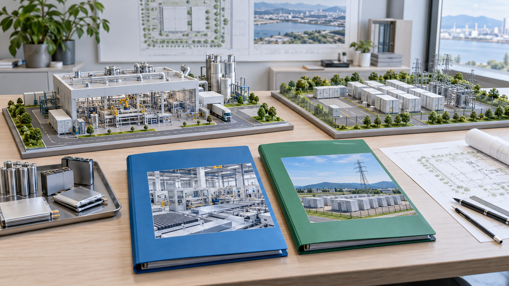 The scene distinguishes support for battery manufacturing from storage deployment