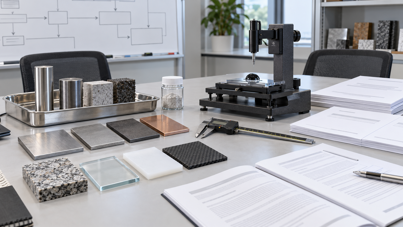 The scene illustrates harmonization of methods, terminology and specifications, not ISO manufacturing or approving a product.