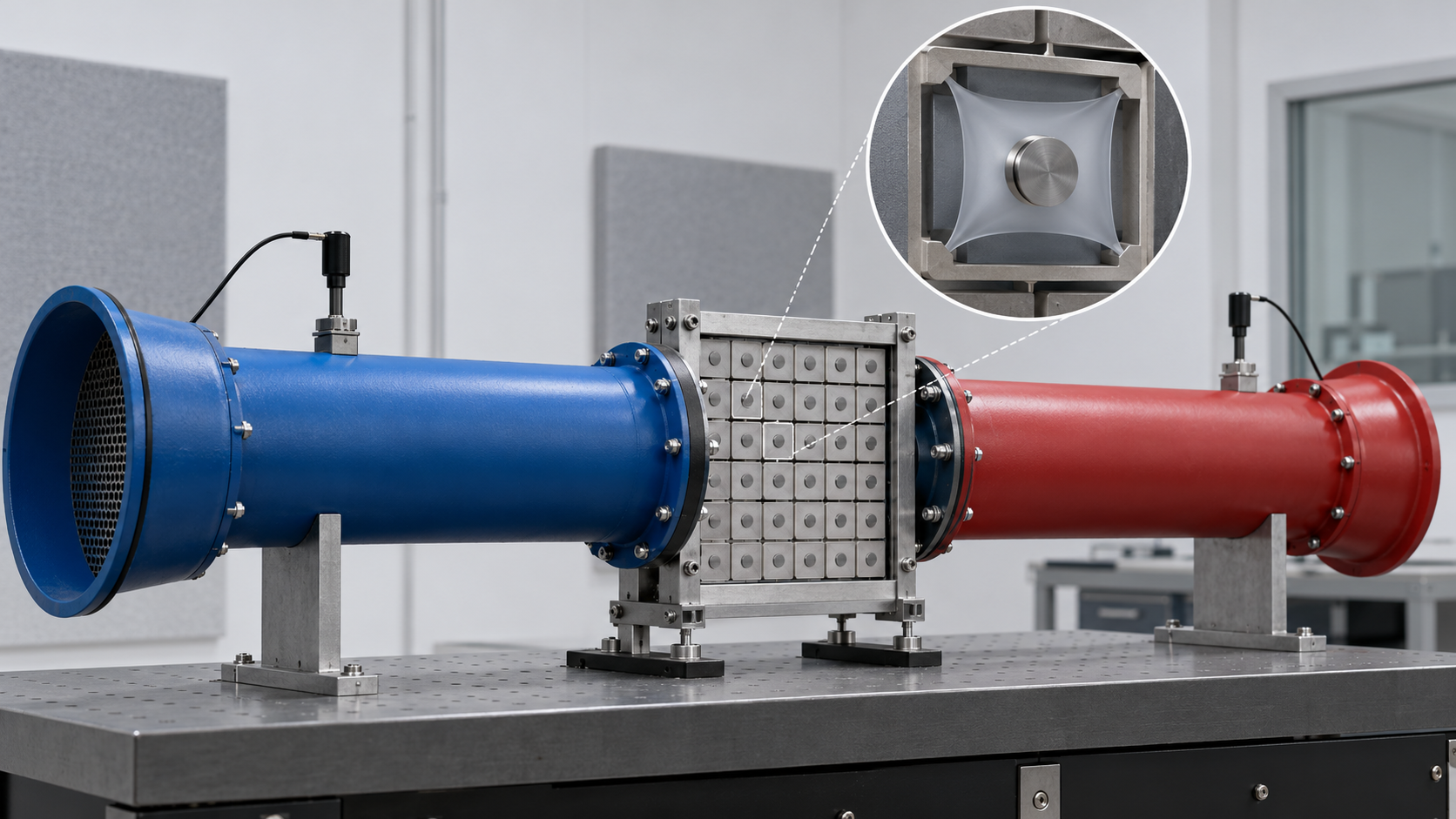 Local resonators are placed in an acoustic test section