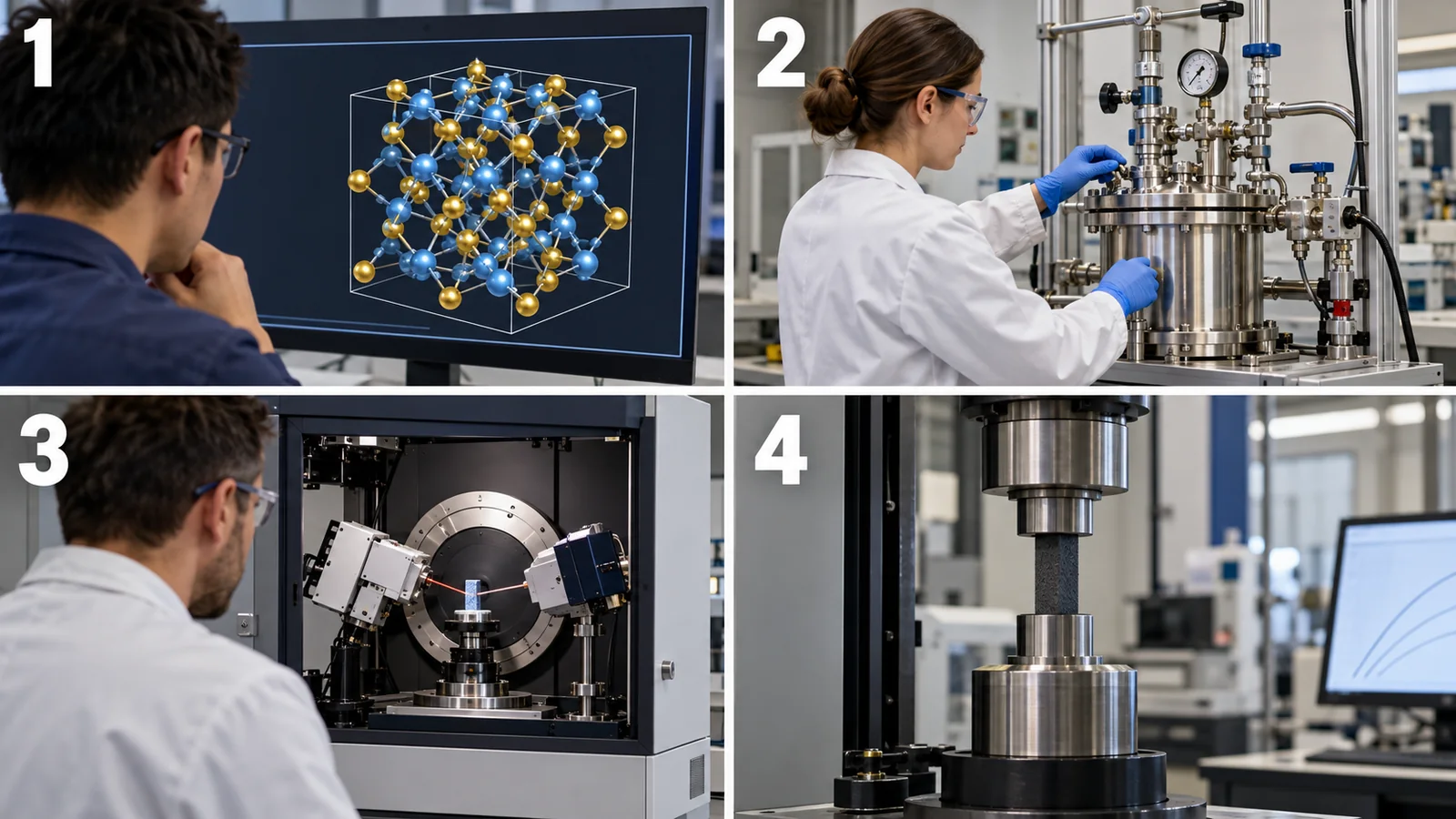 1 computed candidate, 2 synthesis, 3 structural confirmation, 4 application-level testing are distinct. Predicted stability does not establish usefulness.