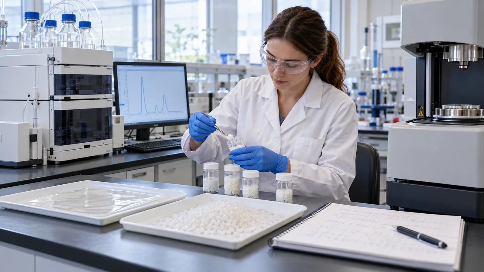 Measure molecular-weight distributions and thermal behaviour with sample conditions recorded. A shared material name does not replace sample history.