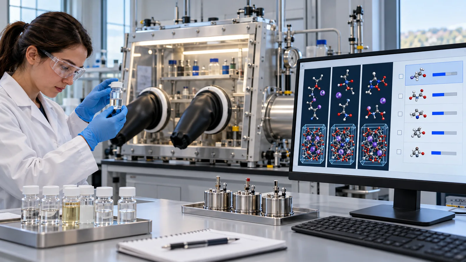 Narrow electrolyte candidates with data and assess them in battery testing. Molecular prediction and cell-level evaluation are distinct.
