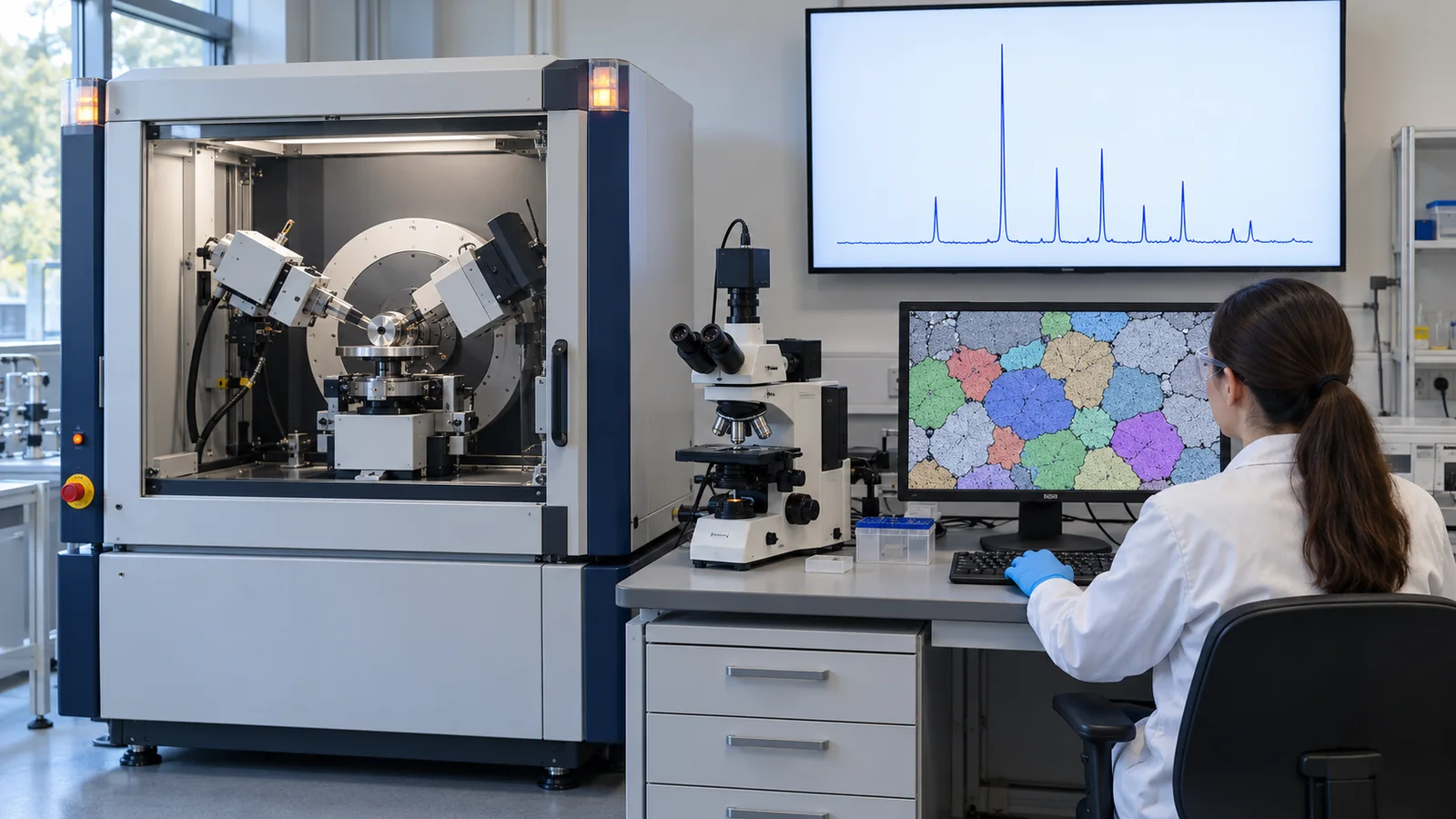 Diffraction patterns and micrographs are inputs to analysis. Preprocessing and measurement conditions can change the input even for the same material.