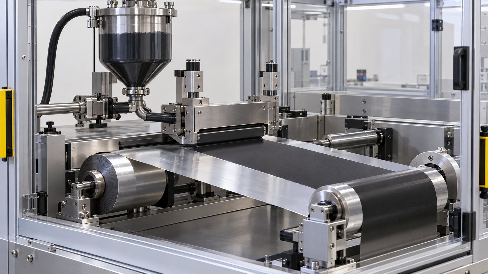 Electrode slurry is coated onto aluminium foil