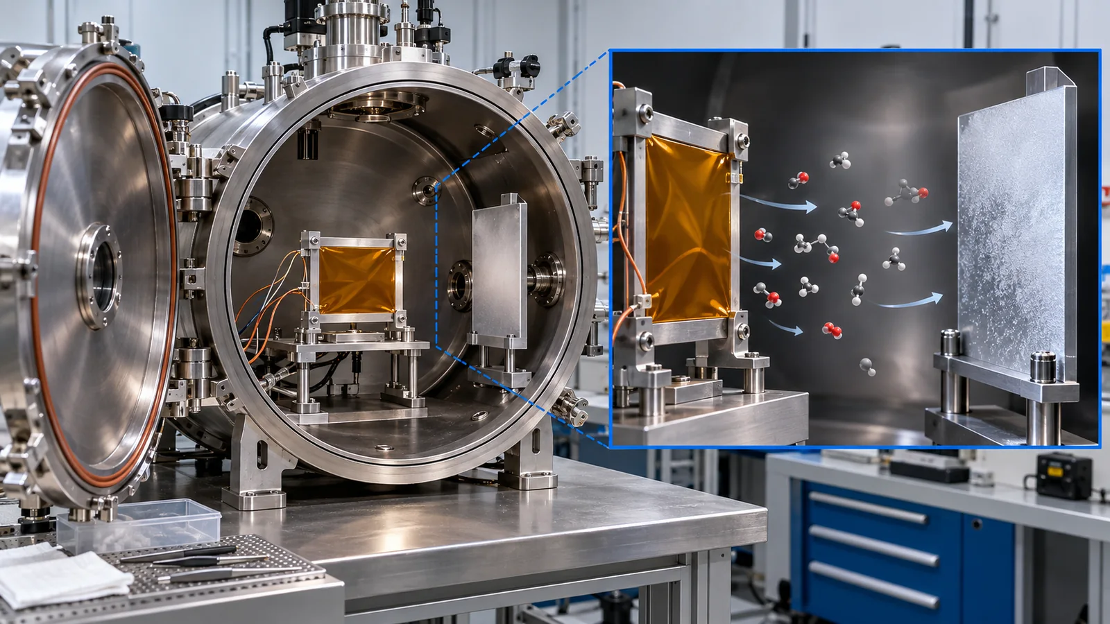The concept is to examine material released by a sample and deposited on another surface. Read temperature, duration and collector conditions in the article’s standard discussion.