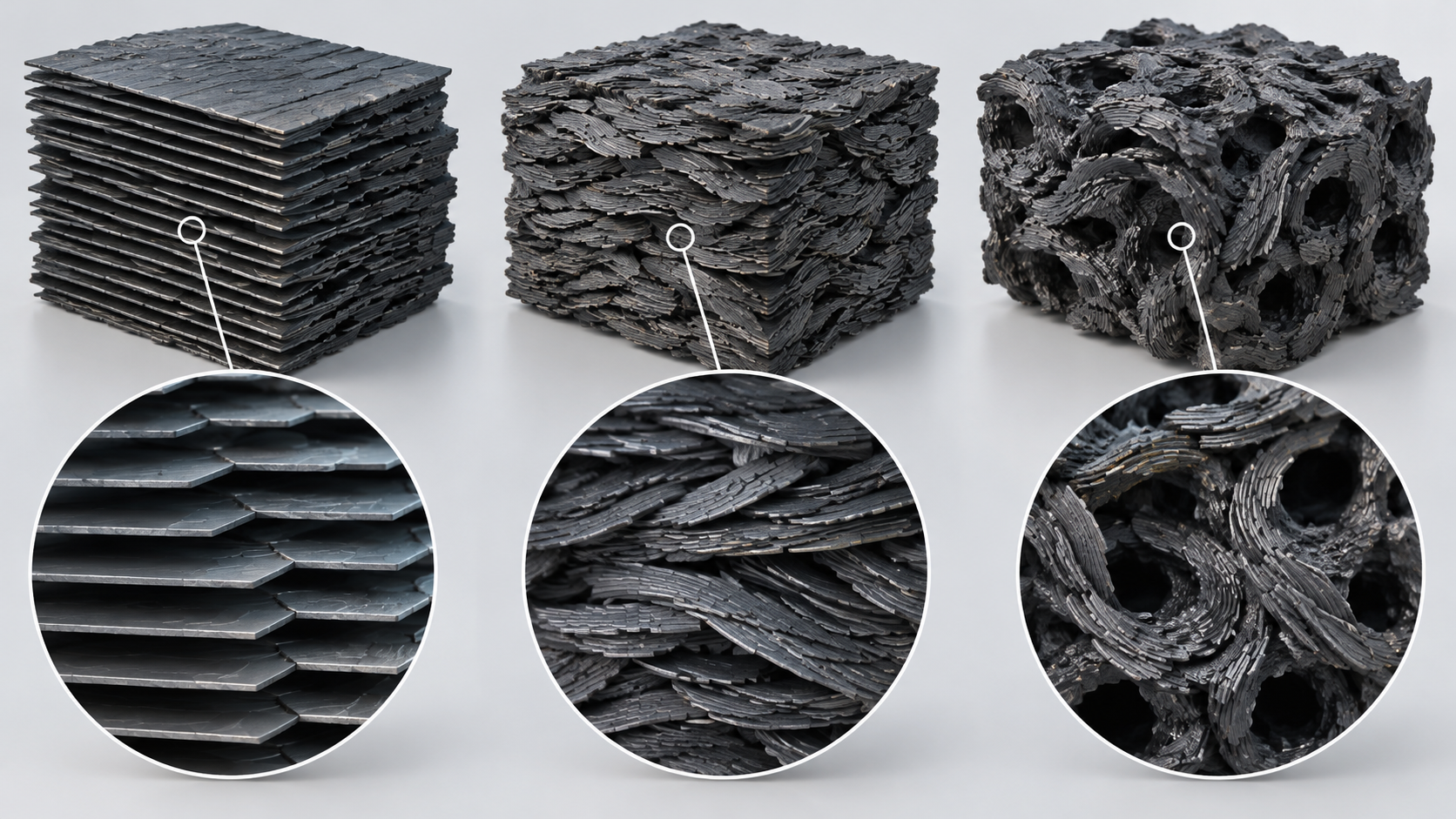 Left: ordered graphite layers