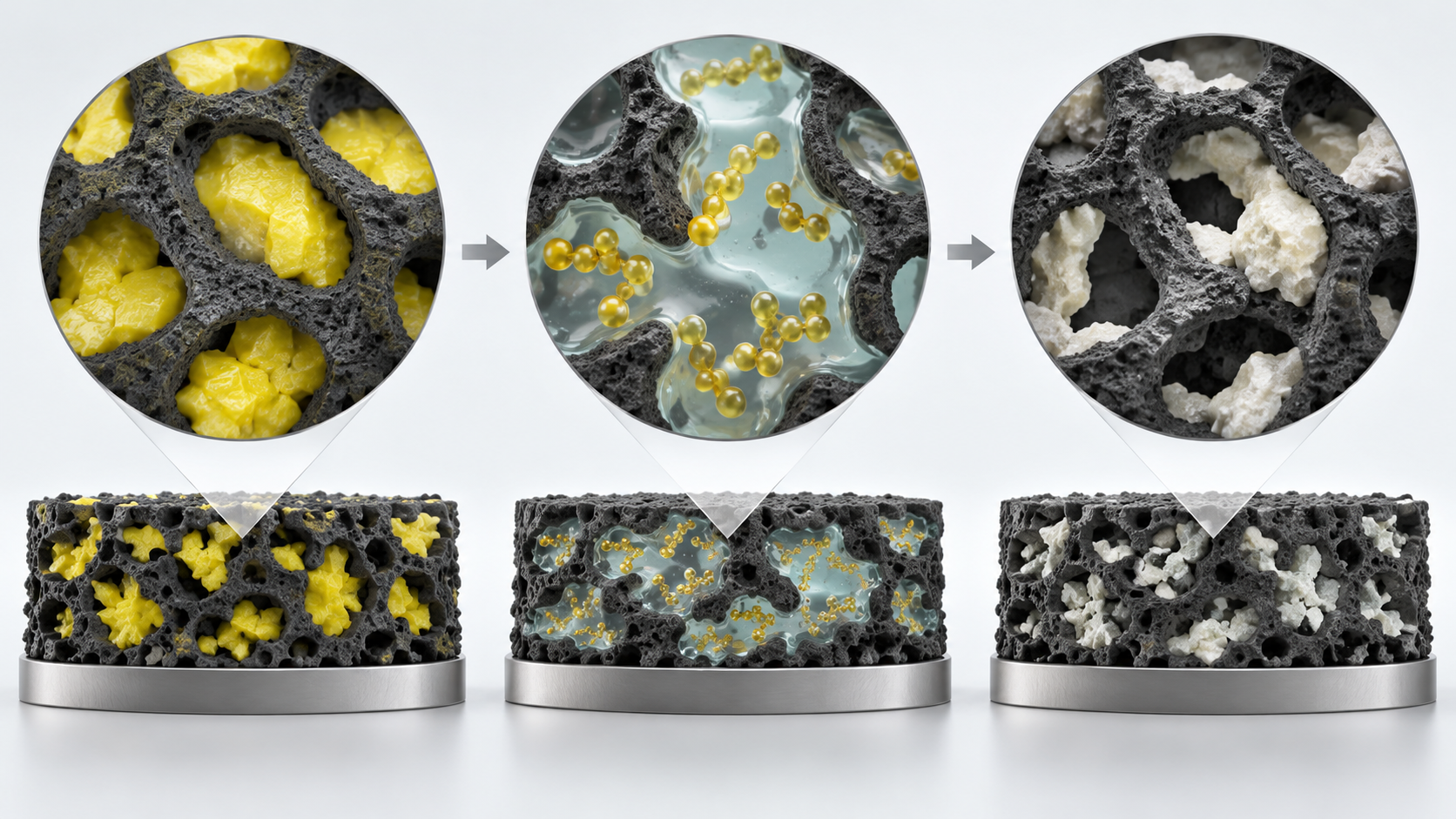 Left: solid sulfur