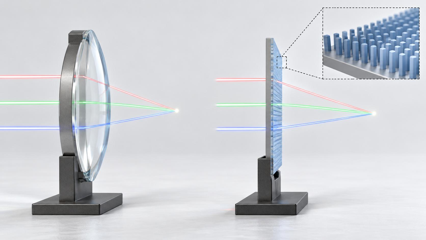 Left: curved refraction