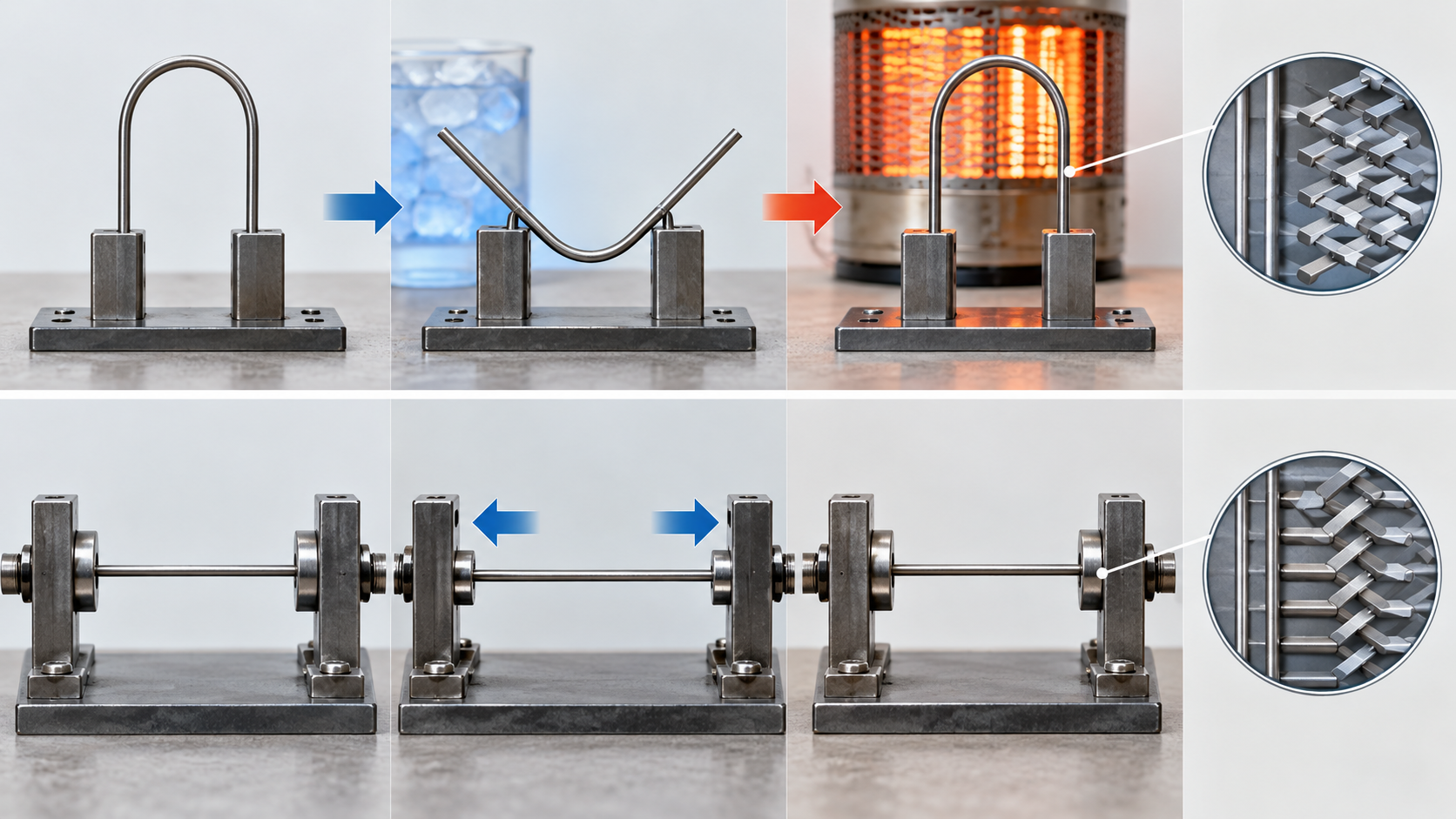 Upper: shape recovery on heating after deformation