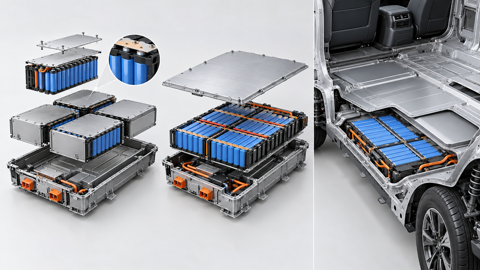 Left: cells within modules within a pack