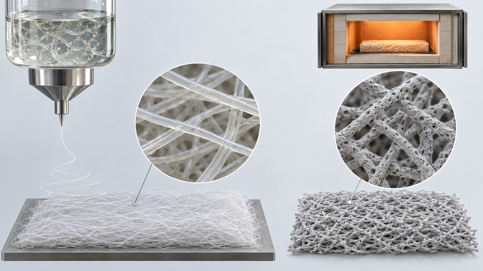 Educational illustration: Nanofibers and Electrospinning Explained
