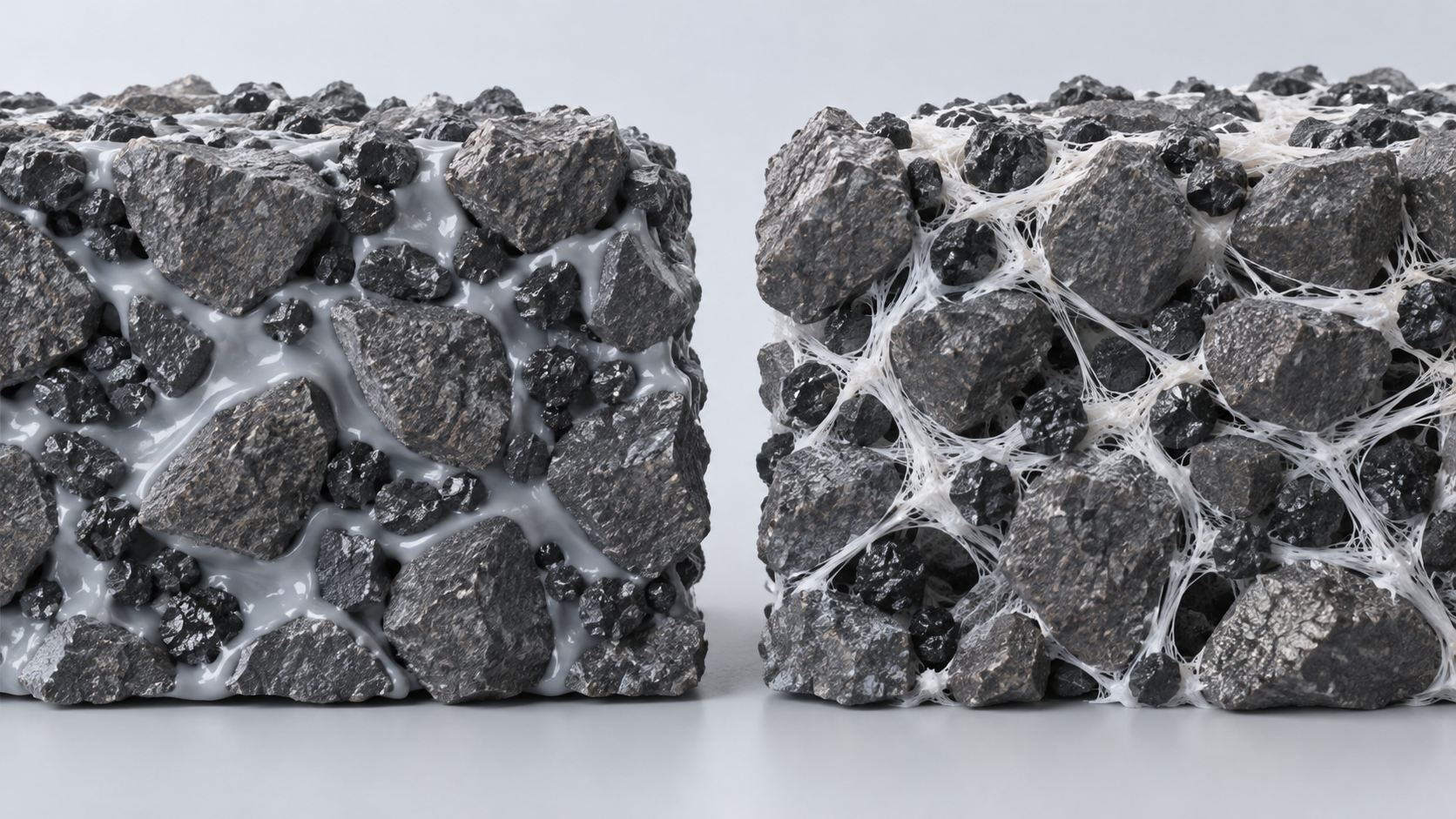 Left: particles before fibrillation