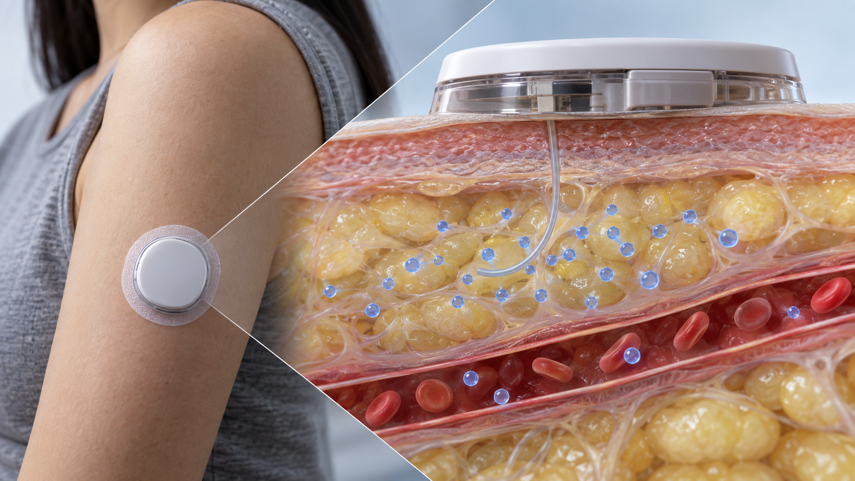 Conceptual illustration of continuous glucose monitoring