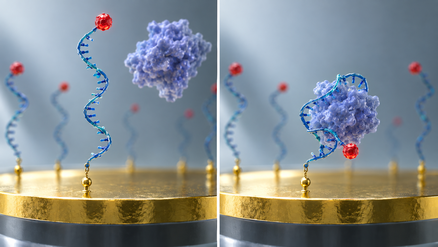 Conceptual illustration of aptamer binding