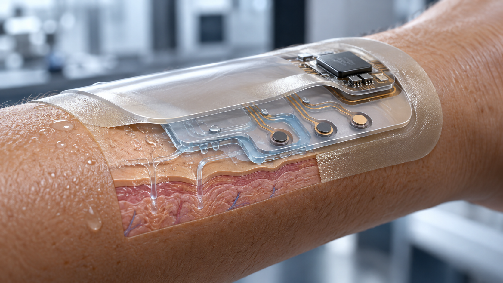 Conceptual illustration of biomarkers in body fluids