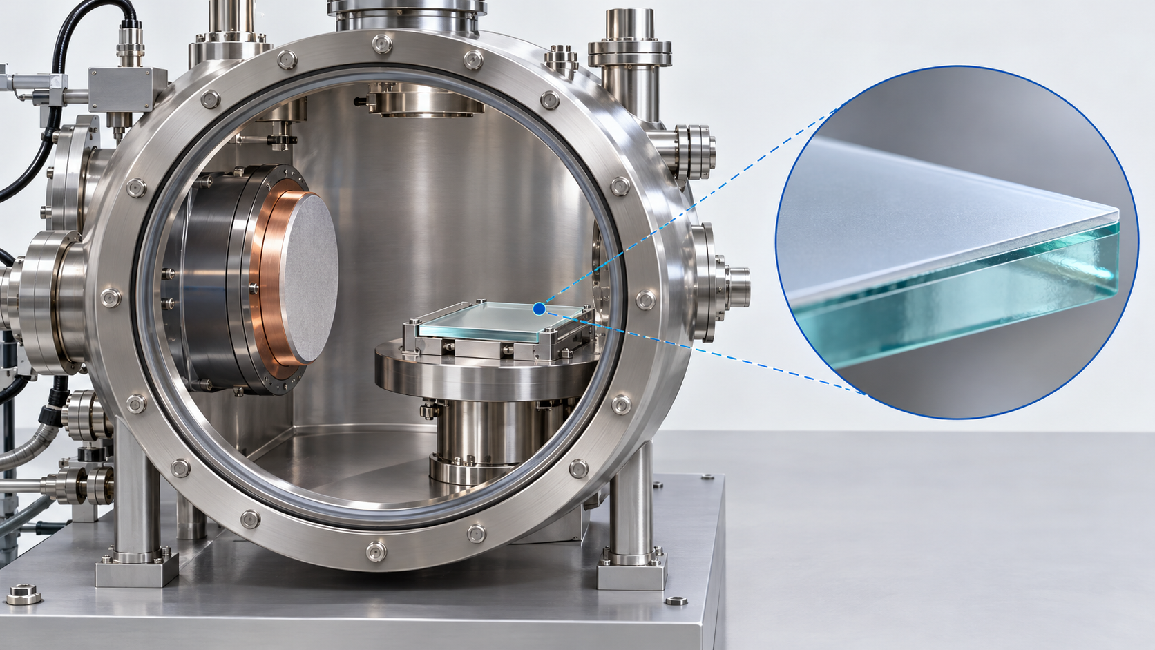 The vacuum deposition tool, target and coated sample are distinct