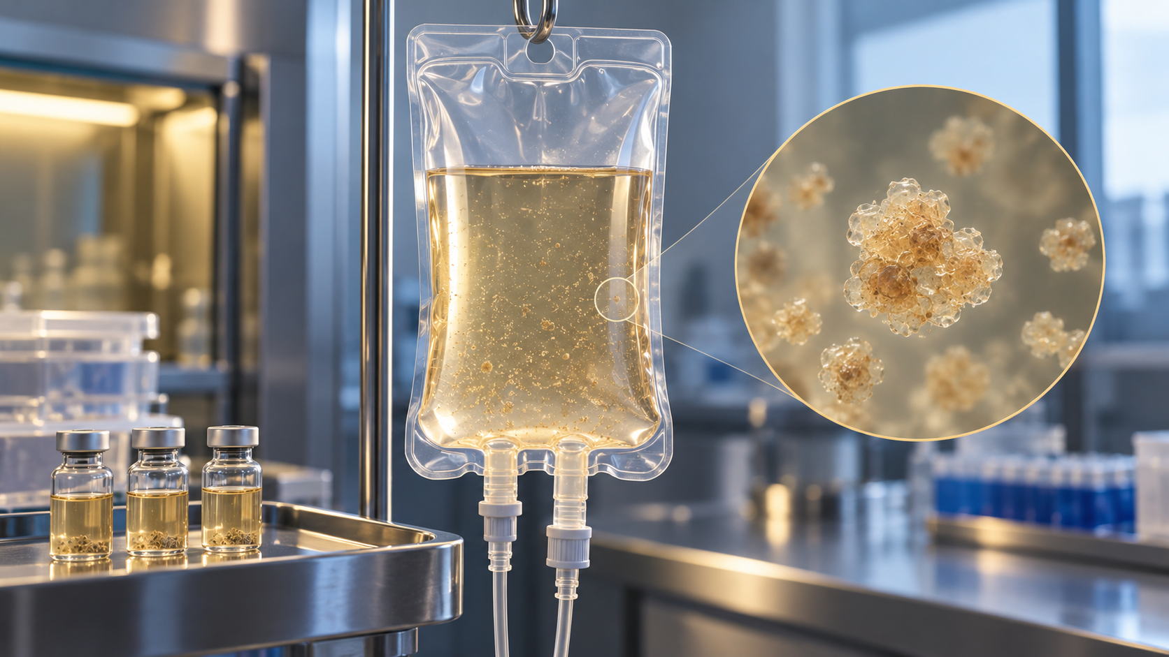 A suspension bag represents transplanted islet cells