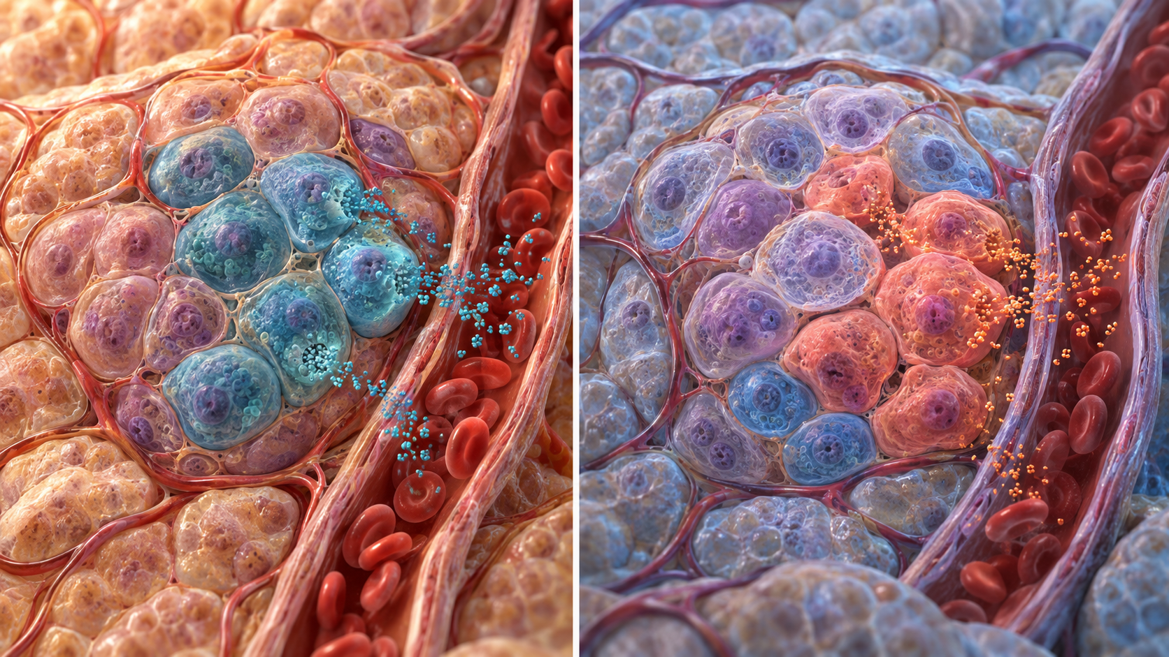 Pancreatic islet cells respond to changes in blood glucose