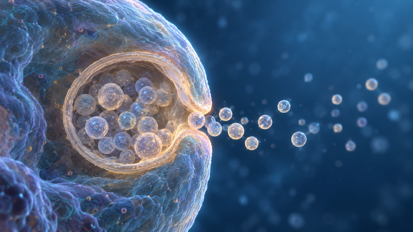 Small vesicles form inside a multivesicular body and are released from a cell