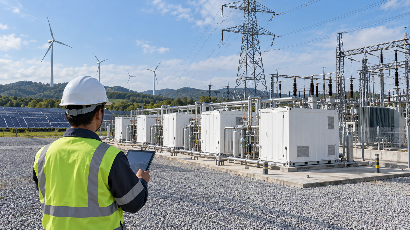Conceptual hero image for Power Grids and Renewables for Hydrogen