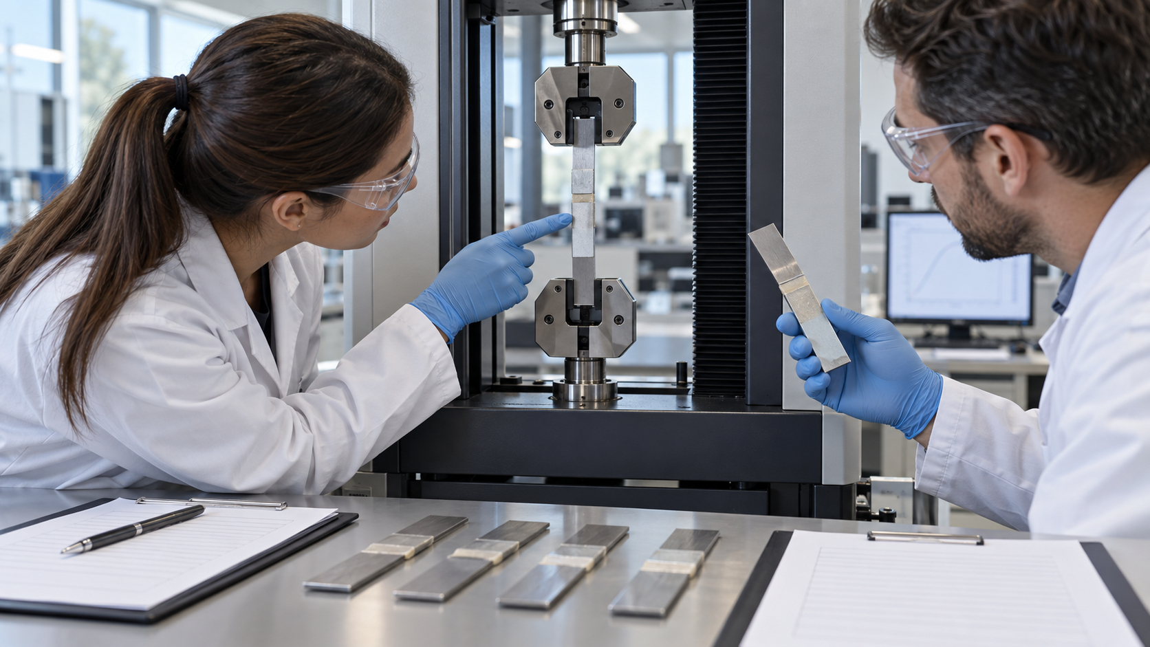Conceptual view of documenting a common adhesive-testing method; not an actual ISO meeting or standards document.