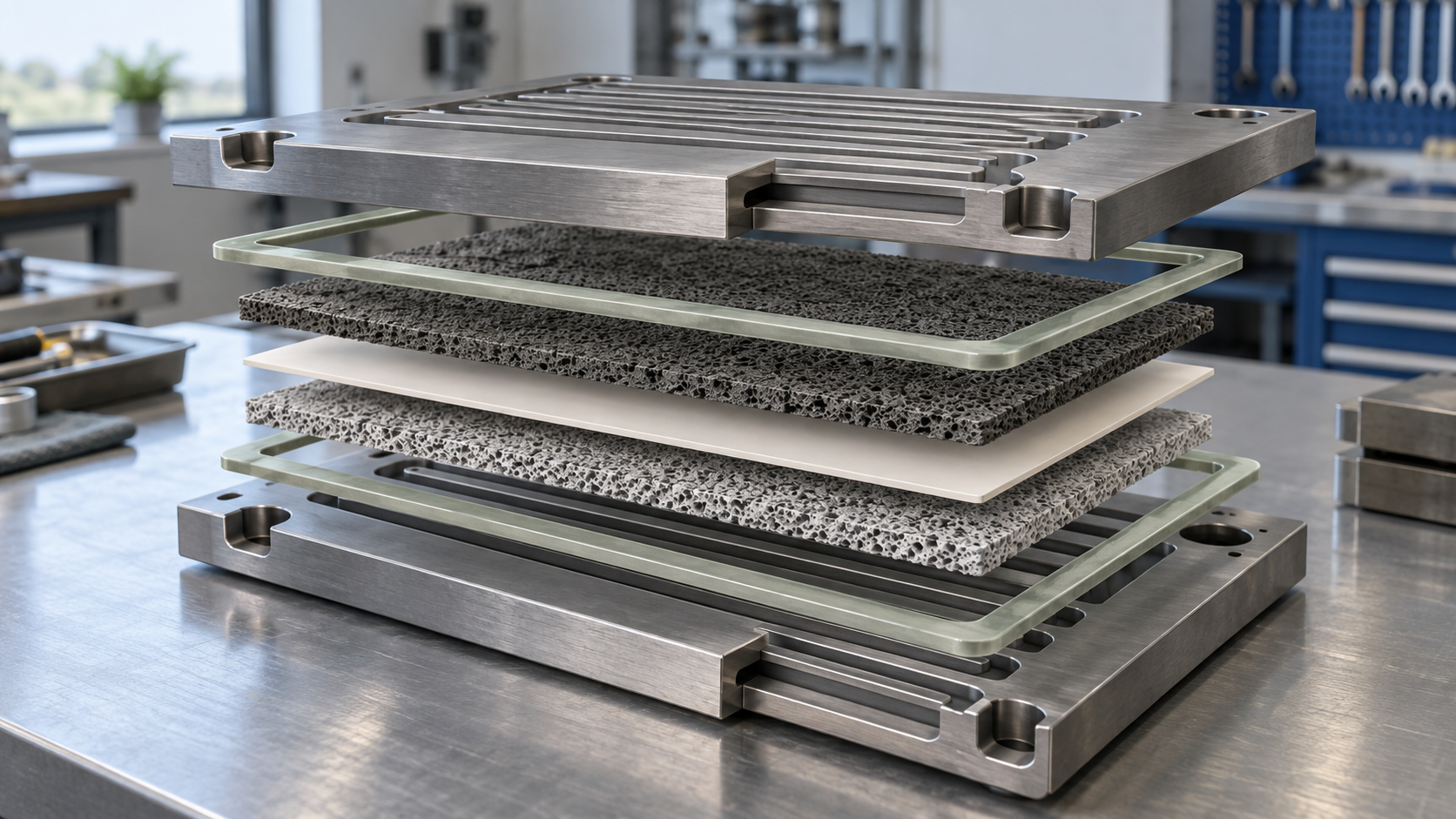 Conceptual three-dimensional illustration of Solid Oxide Fuel Cells (SOFC)