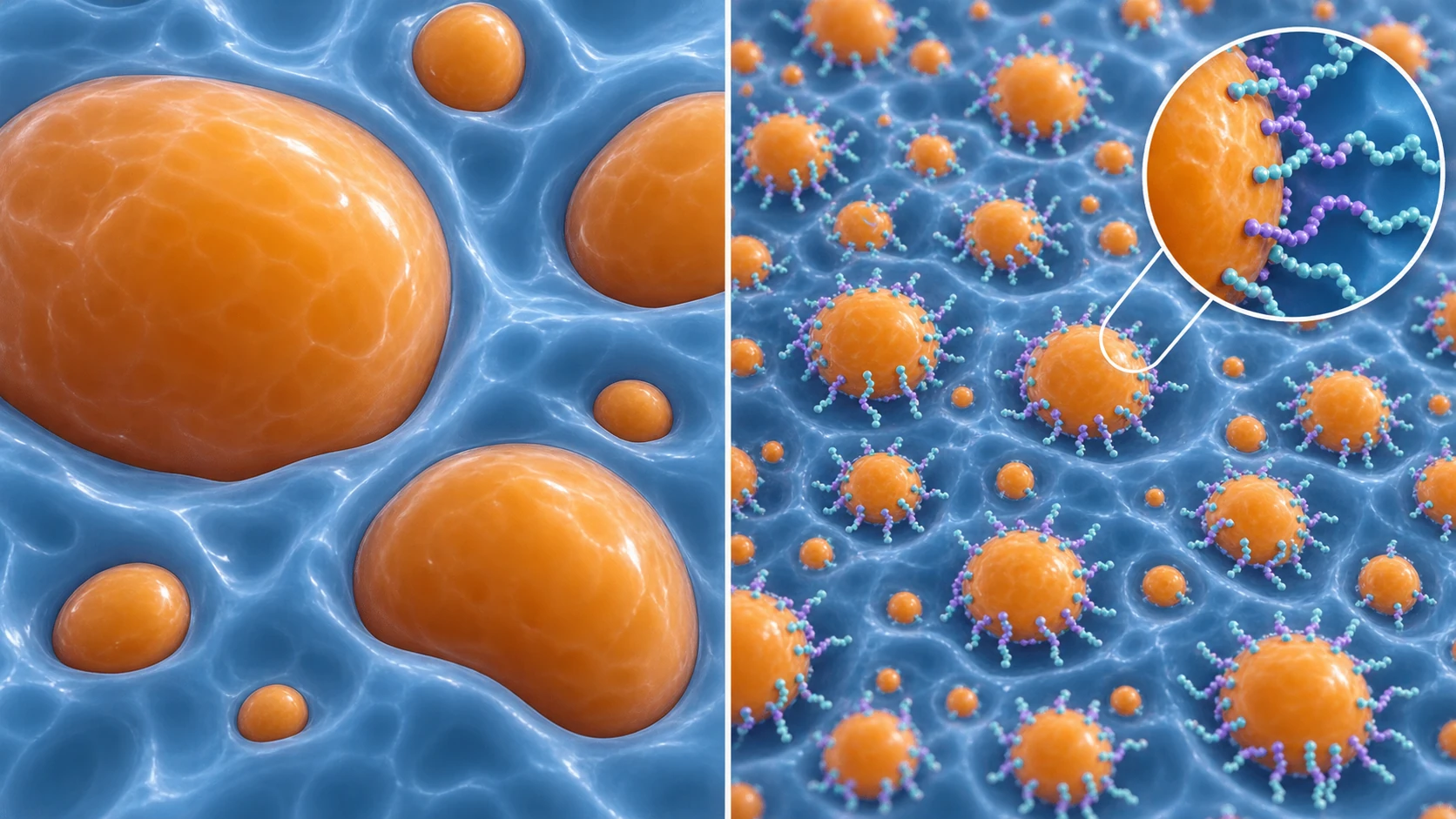 Difference in phase-separated morphology with and without a compatibiliser