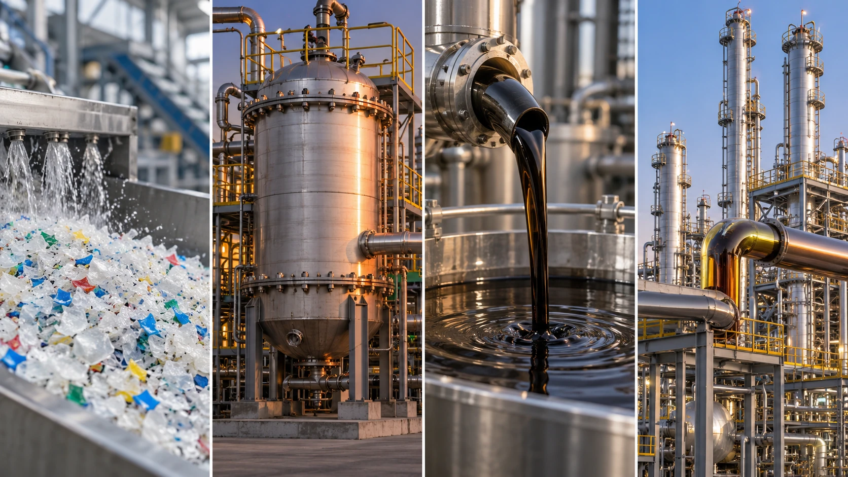 The flow from pyrolysis oil back to resin, and the quality gates