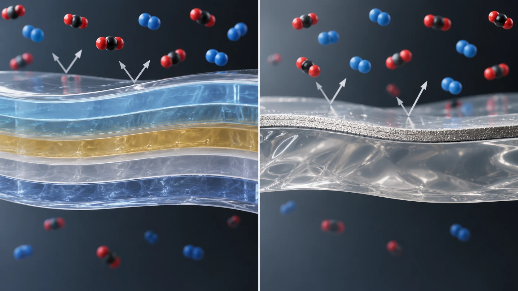 Conceptual layer structures of a co-extruded multilayer film and a vapour-deposited film