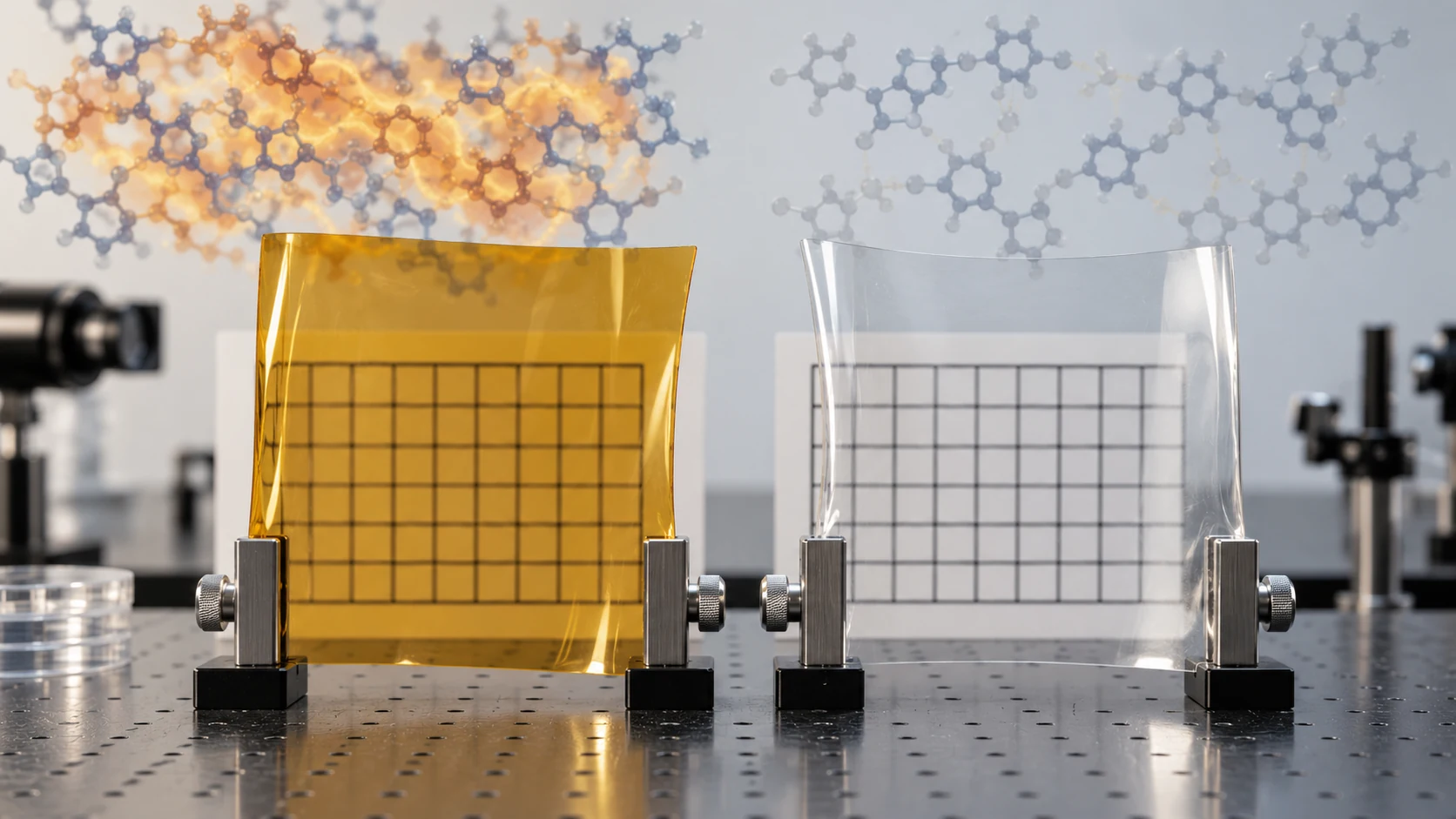 Coloration of polyimide and charge transfer