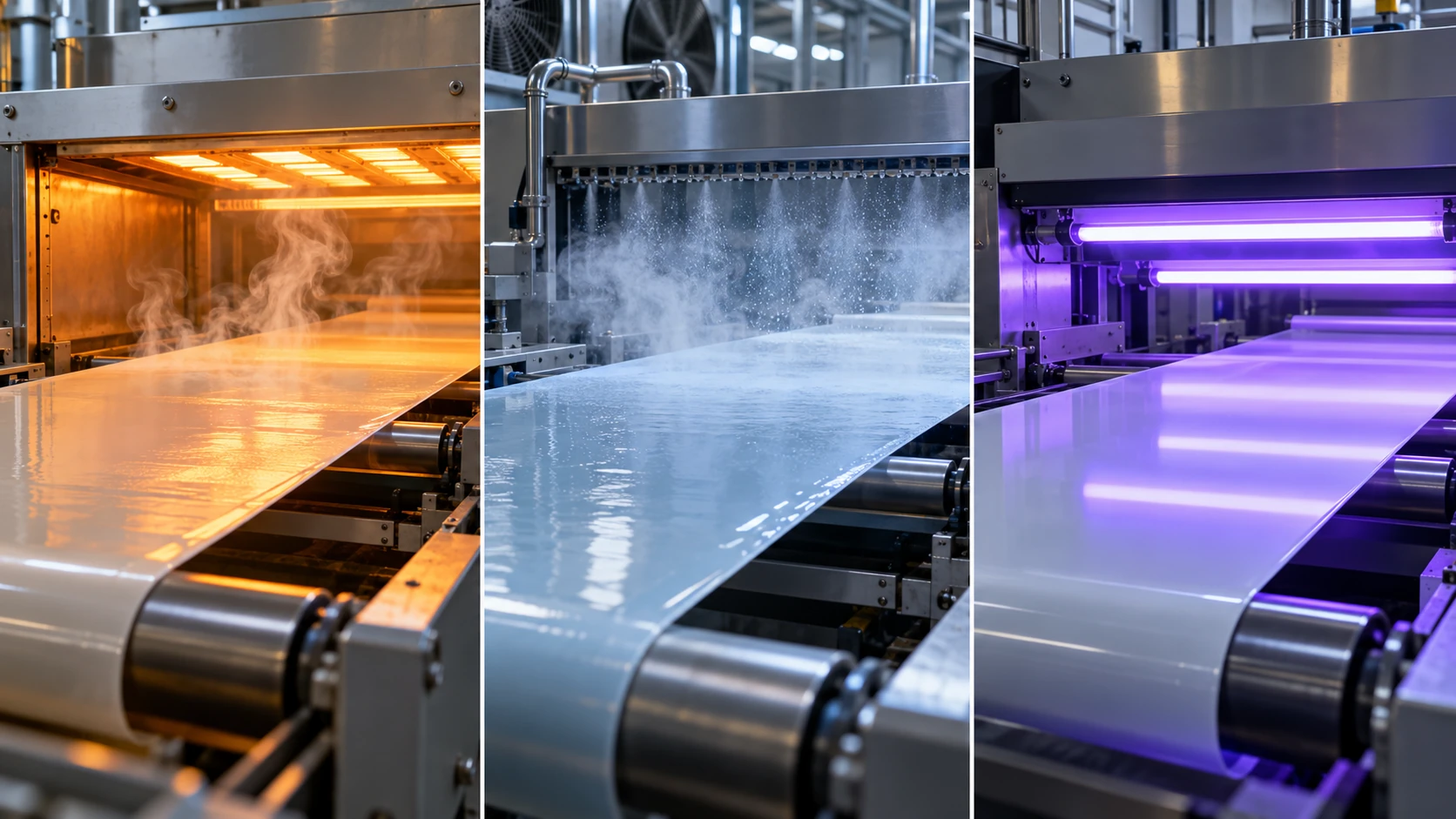 Comparison of solvent-borne, water-borne and UV-curable coating